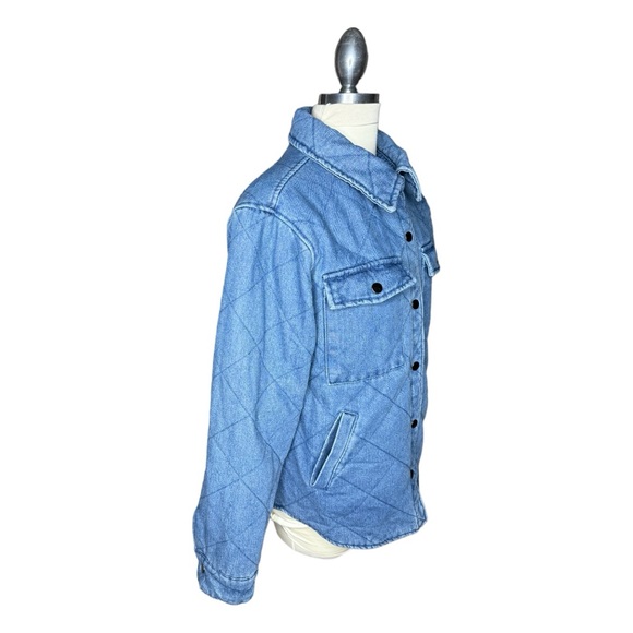 Denim blvd los angeles REGULAR WASH QUILTED DENIM SHACKET sz medium - Picture 2 of 10